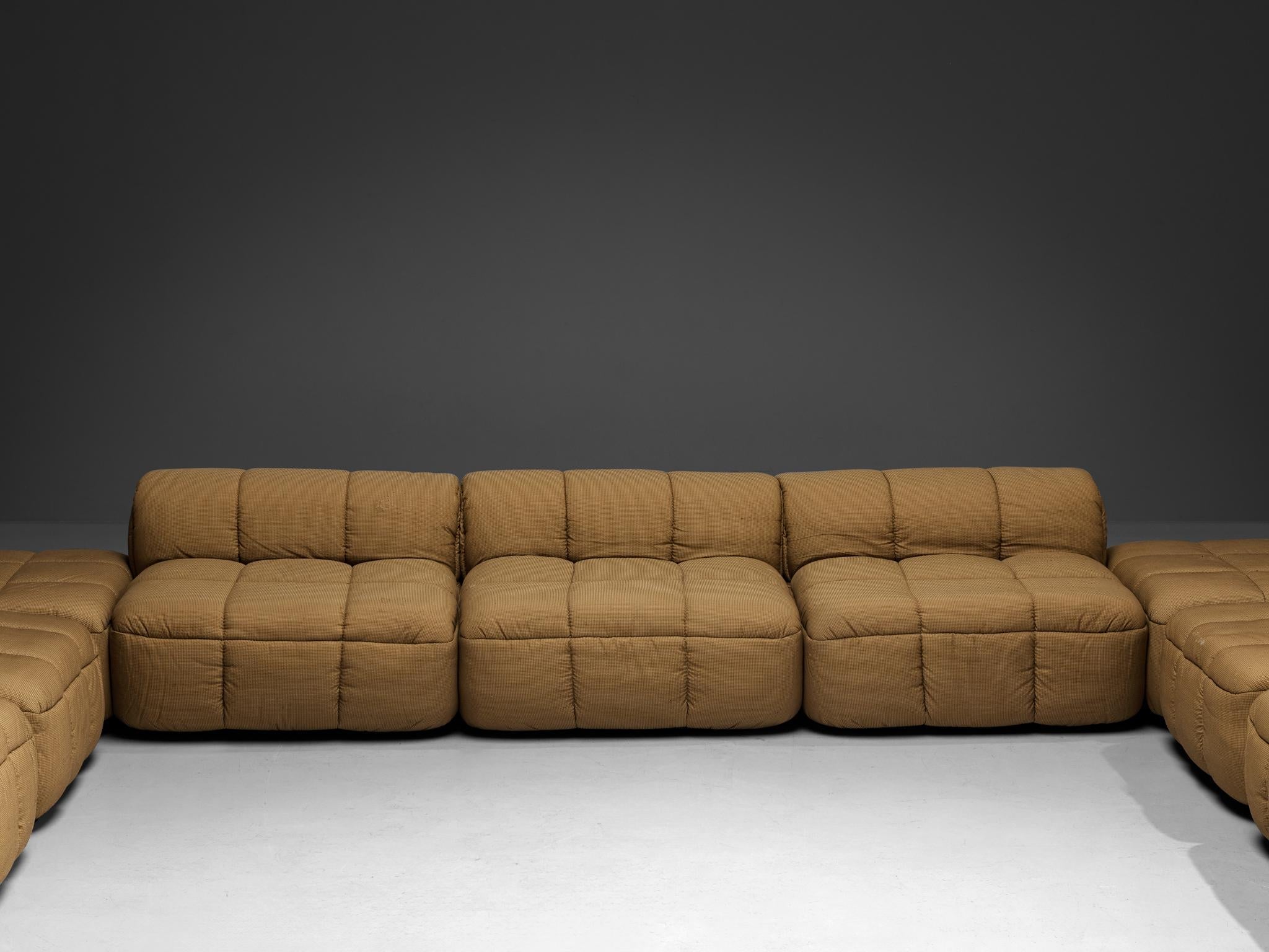 Cini Boeri for Arflex Modular Strips Sofa with Ottomans in Beige Upholstery