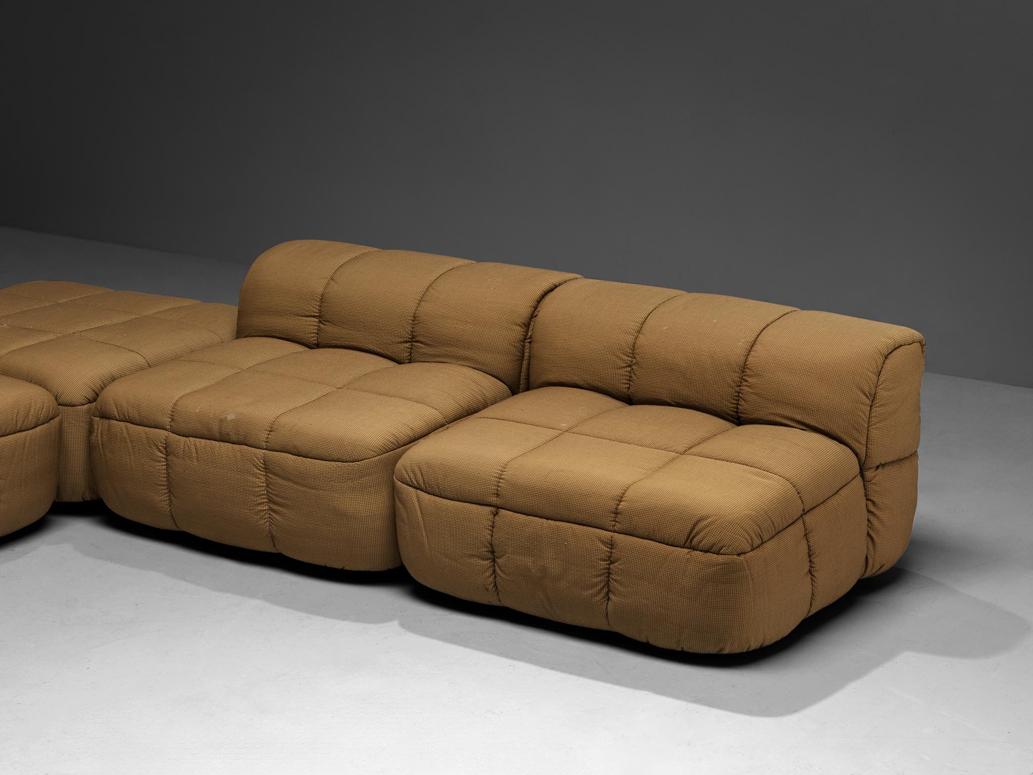 Cini Boeri for Arflex Modular Strips Sofa with Ottomans in Beige Upholstery