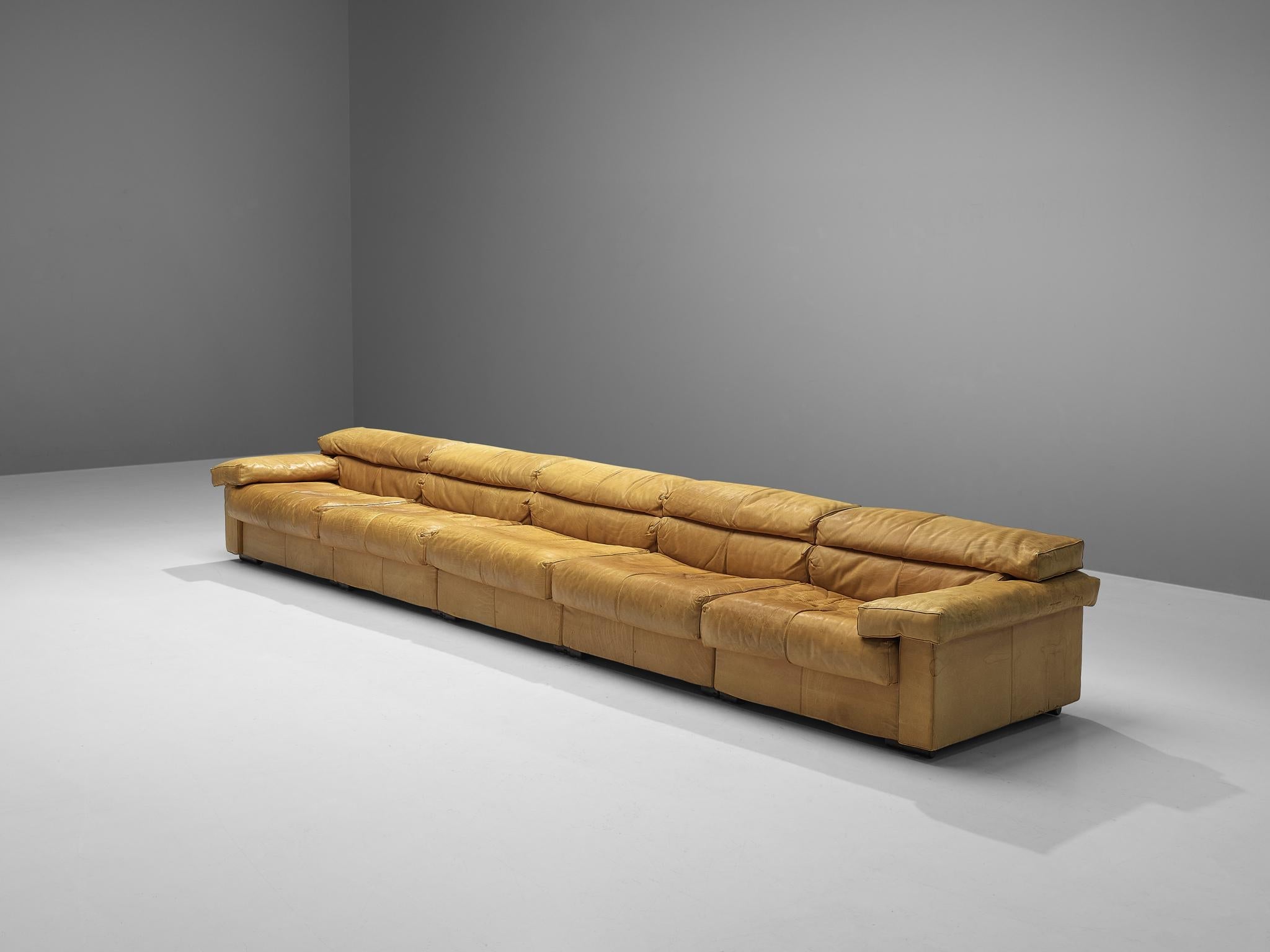 Afra & Tobia Scarpa for B&B Italia Sectional 'Erasmo' Sofa in Camel Leather