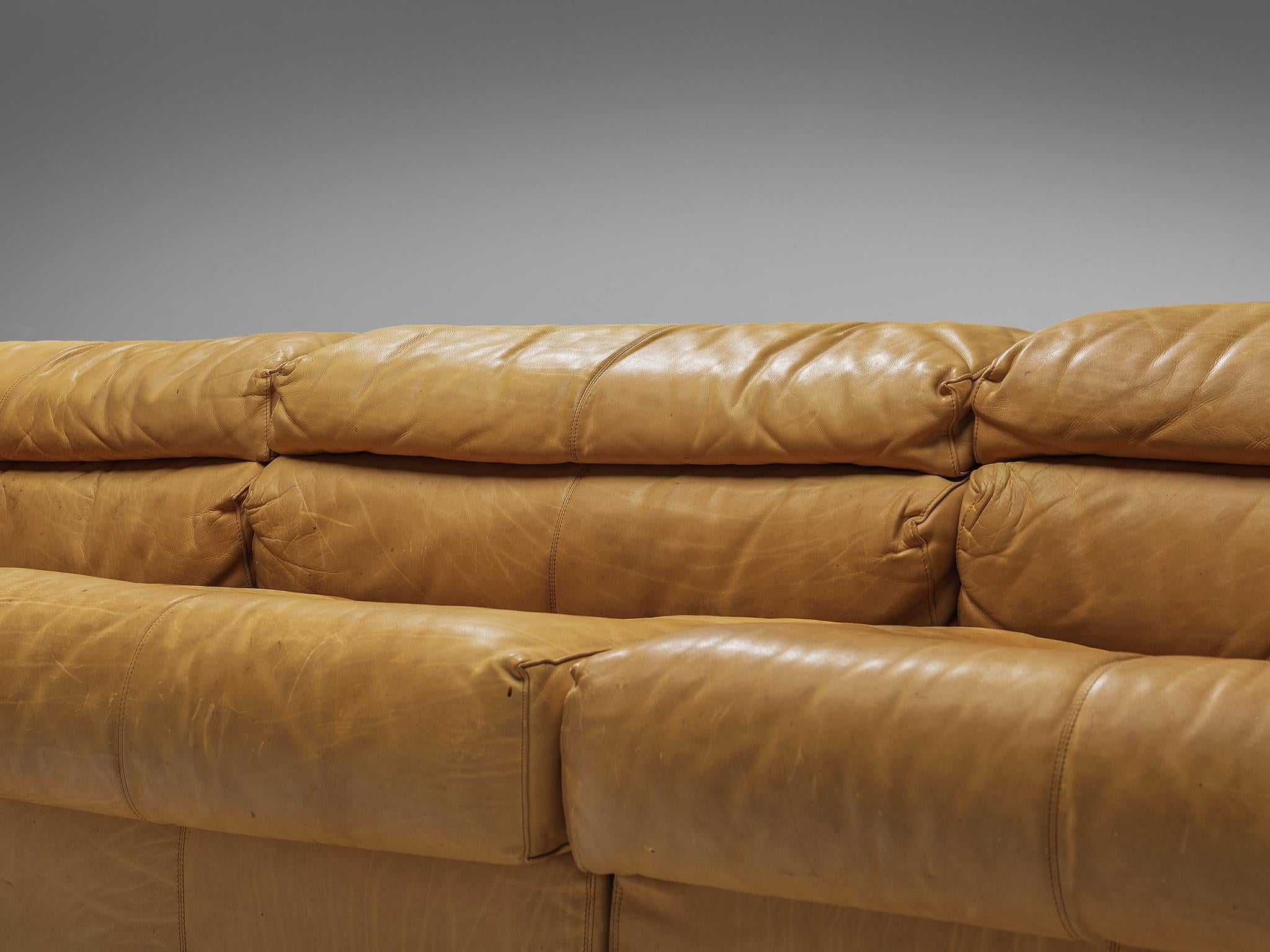 Afra & Tobia Scarpa for B&B Italia Sectional 'Erasmo' Sofa in Camel Leather