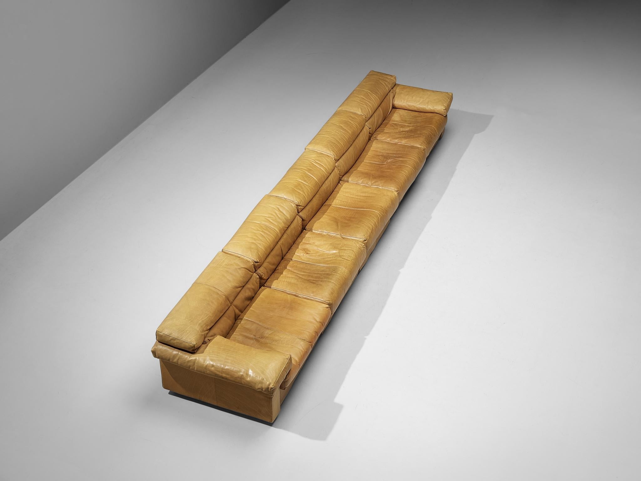 Afra & Tobia Scarpa for B&B Italia Sectional 'Erasmo' Sofa in Camel Leather