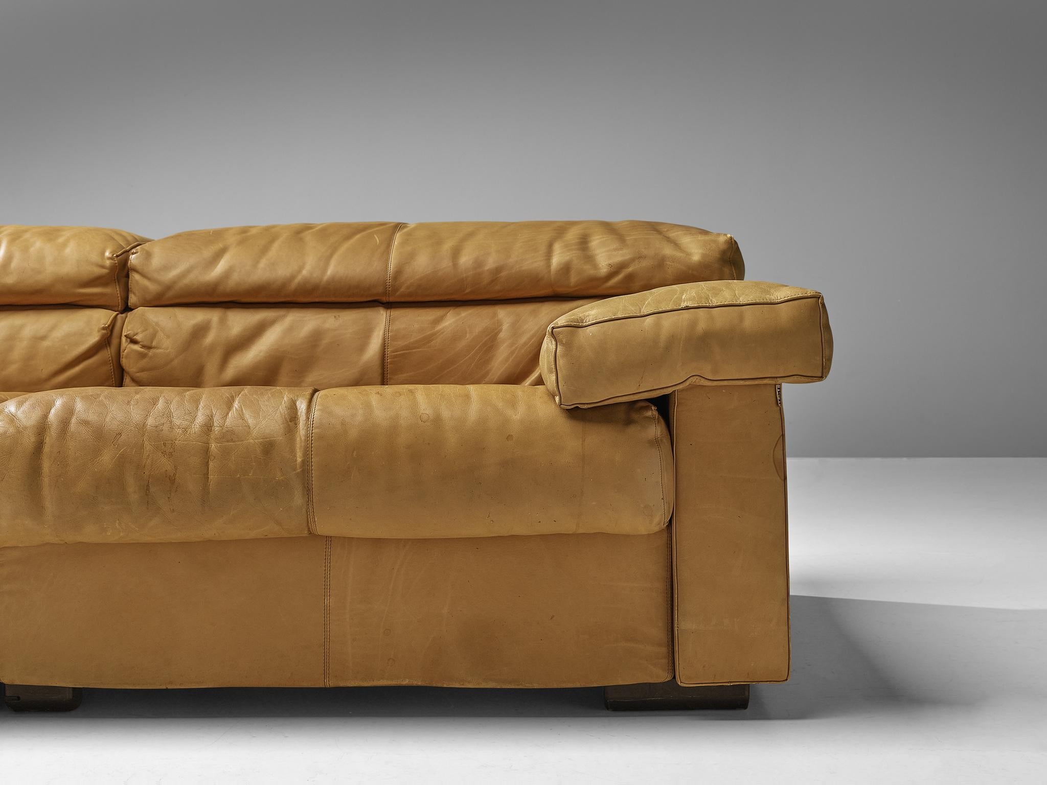 Afra & Tobia Scarpa for B&B Italia Sectional 'Erasmo' Sofa in Camel Leather