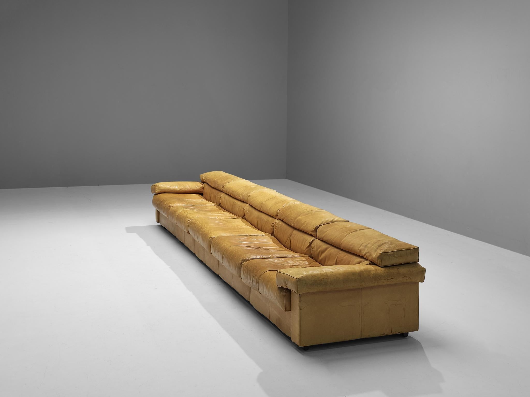 Afra & Tobia Scarpa for B&B Italia Sectional 'Erasmo' Sofa in Camel Leather