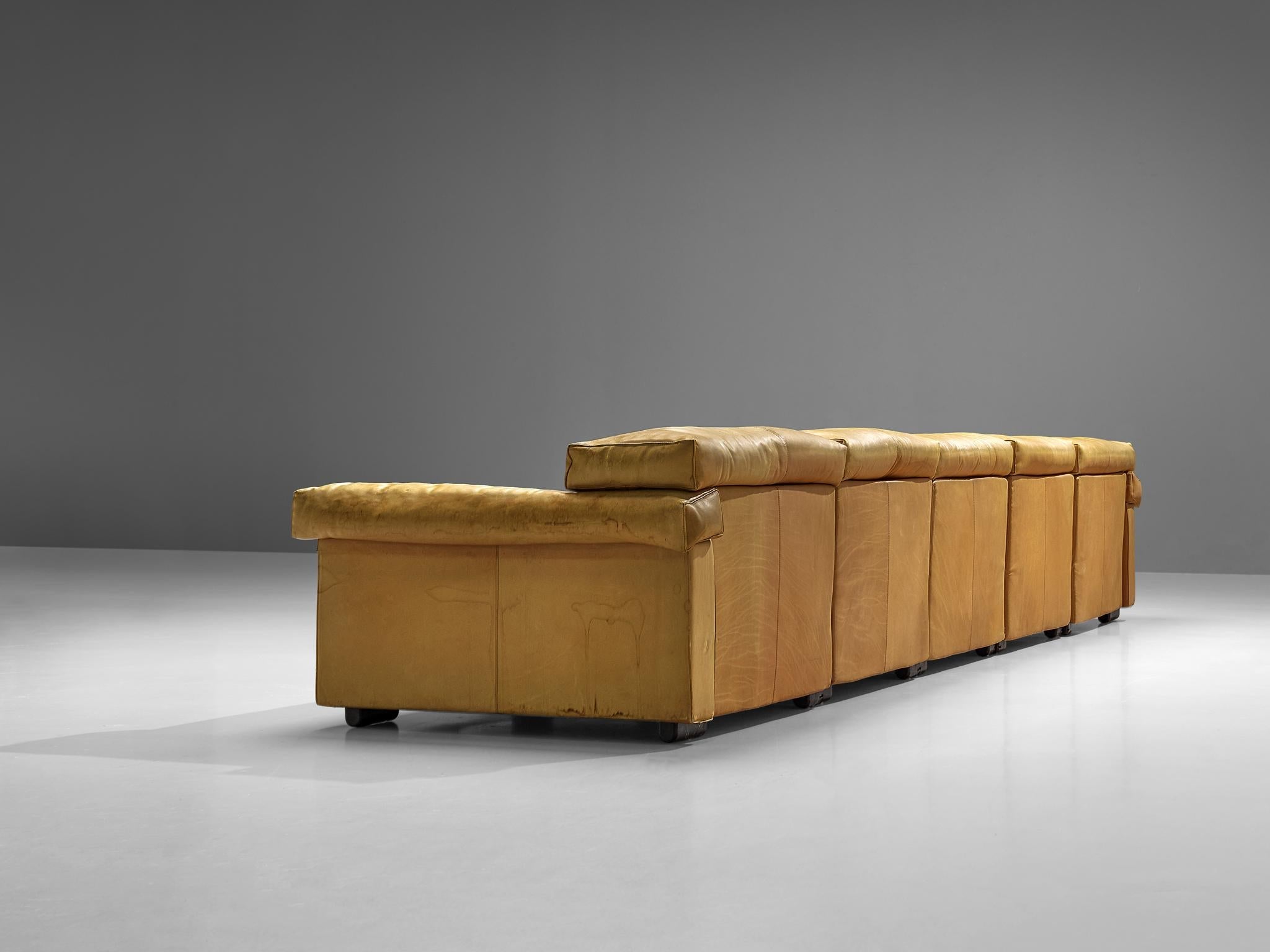 Afra & Tobia Scarpa for B&B Italia Sectional 'Erasmo' Sofa in Camel Leather