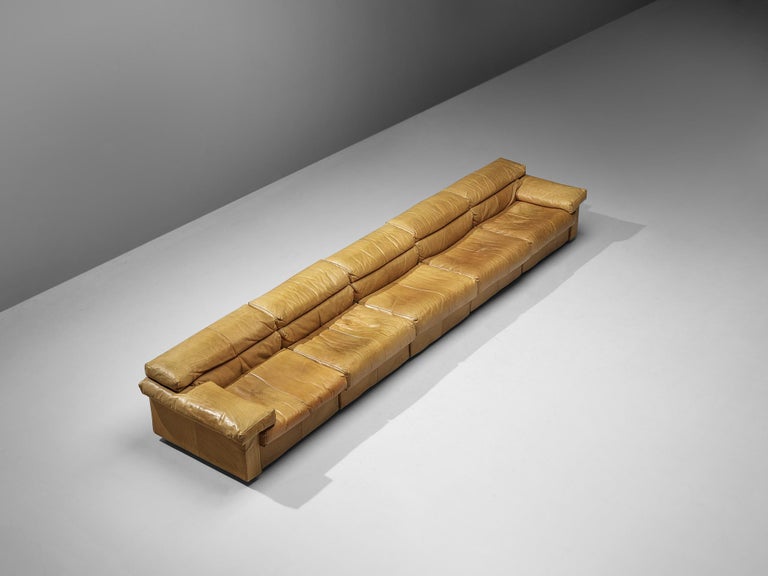 Afra & Tobia Scarpa for B&B Italia Sectional 'Erasmo' Sofa in Camel Leather