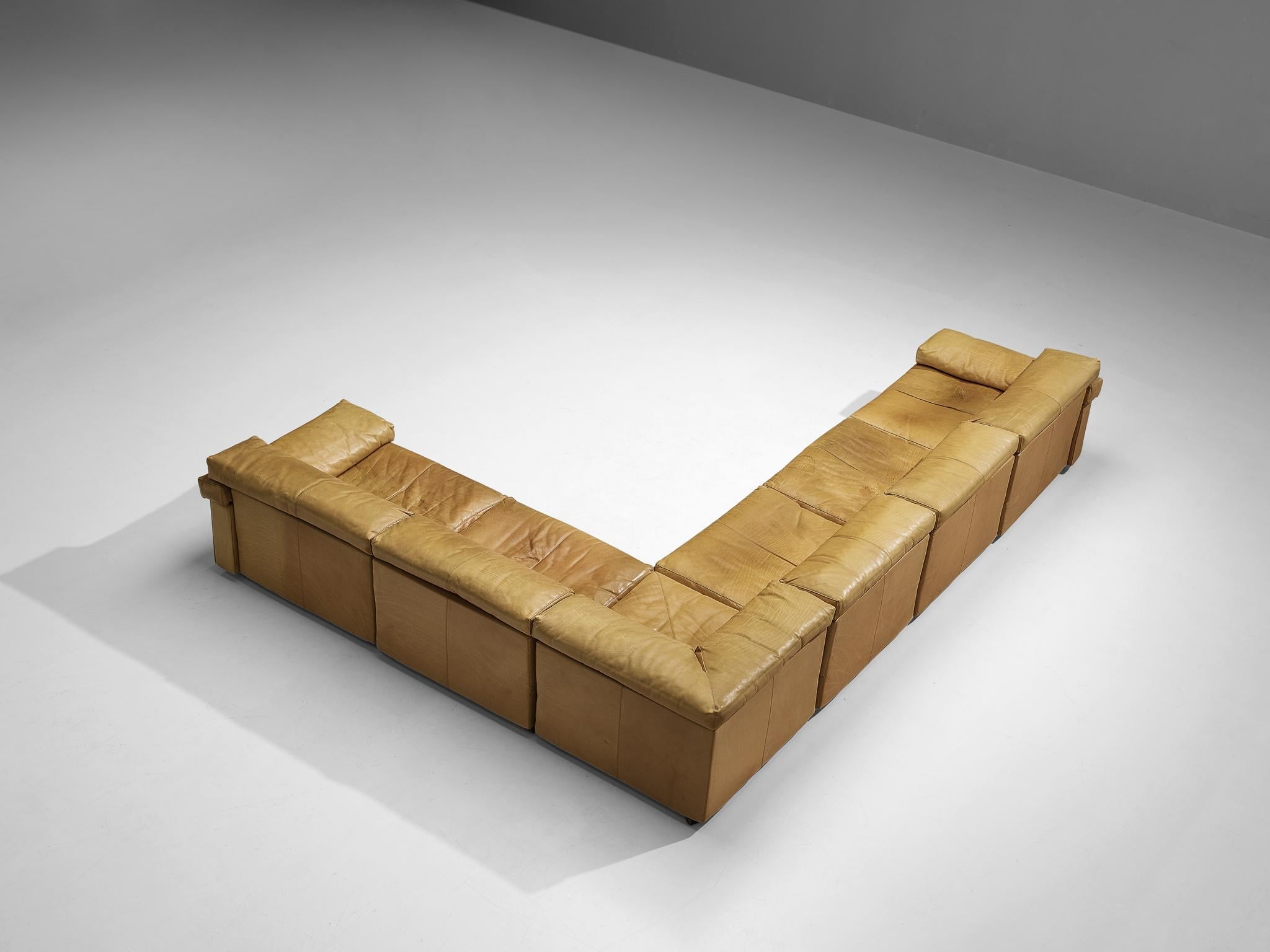 Afra & Tobia Scarpa for B&B Italia Sectional 'Erasmo' Sofa in Camel Leather