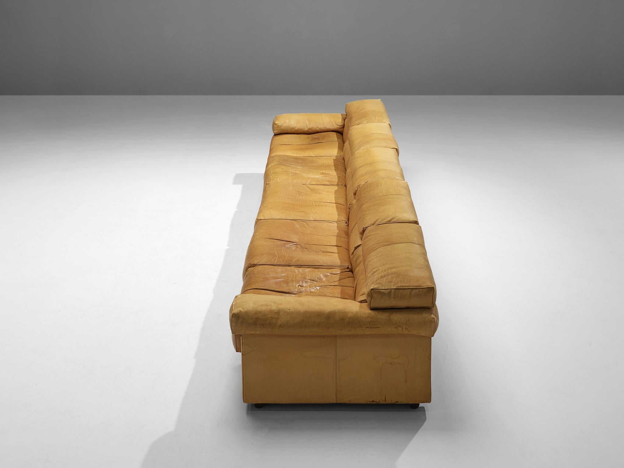 Afra & Tobia Scarpa for B&B Italia Sectional 'Erasmo' Sofa in Camel Leather