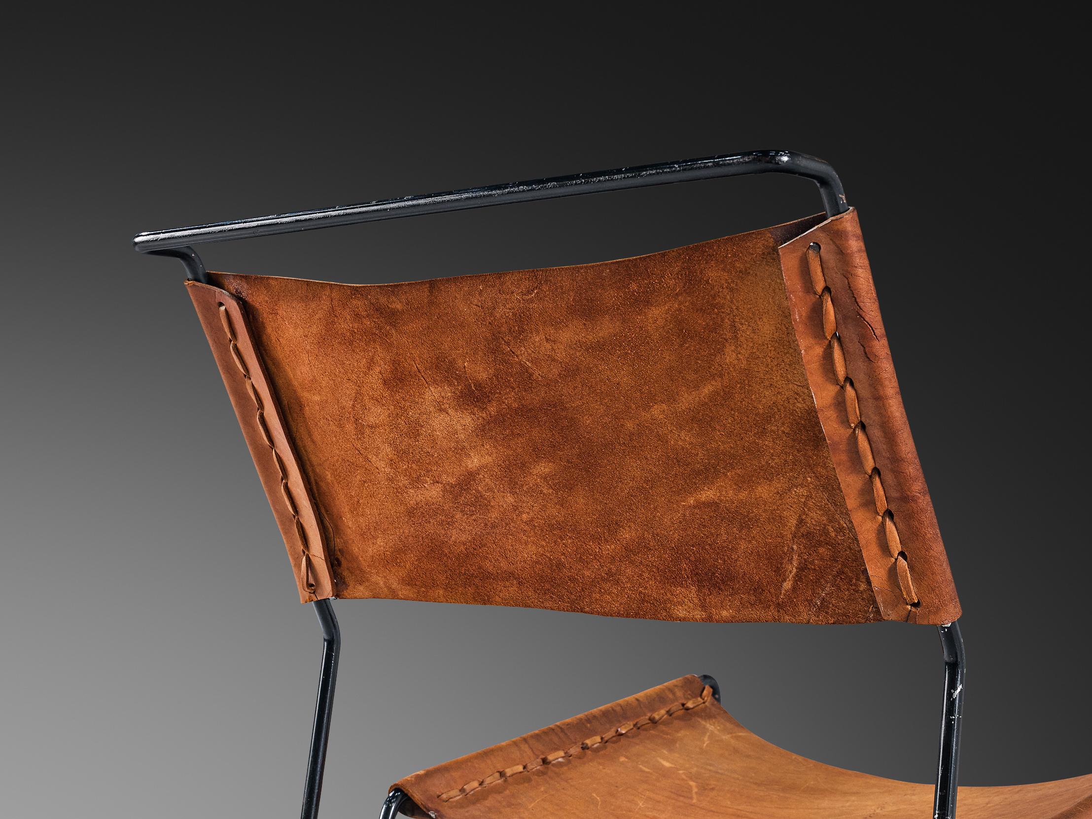 A. Dolleman for Metz & Co Modernist Easy Chair in Brown Leather