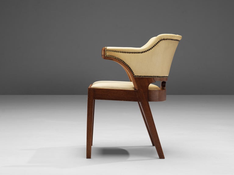 J.J.P. Oud for C.H. Eckhart Armchair in Leather and Mahogany