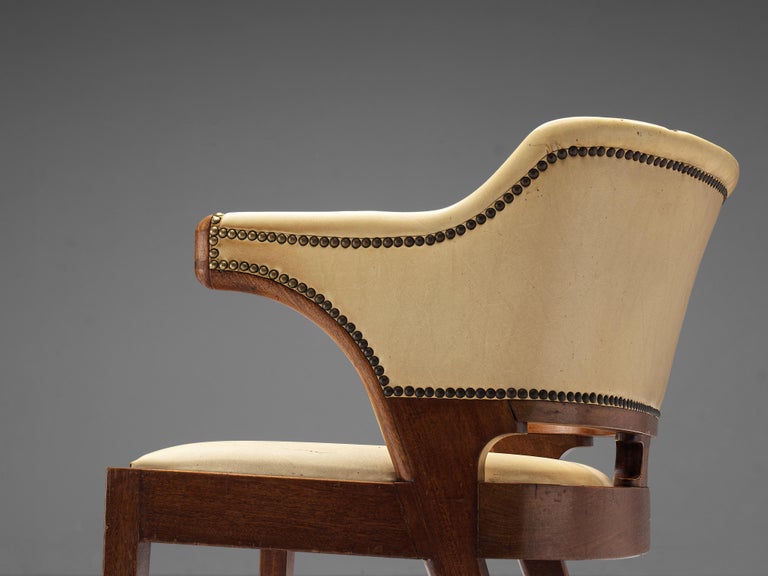 J.J.P. Oud for C.H. Eckhart Armchair in Leather and Mahogany