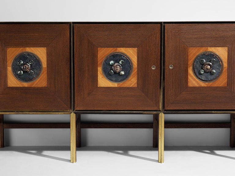 Exceptional Flemish Sideboard in Wengé and Ceramics