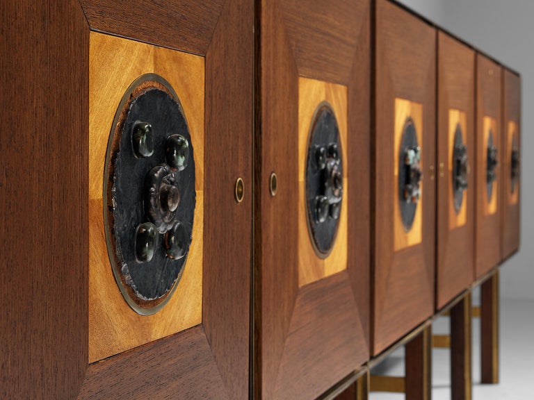 Exceptional Flemish Sideboard in Wengé and Ceramics