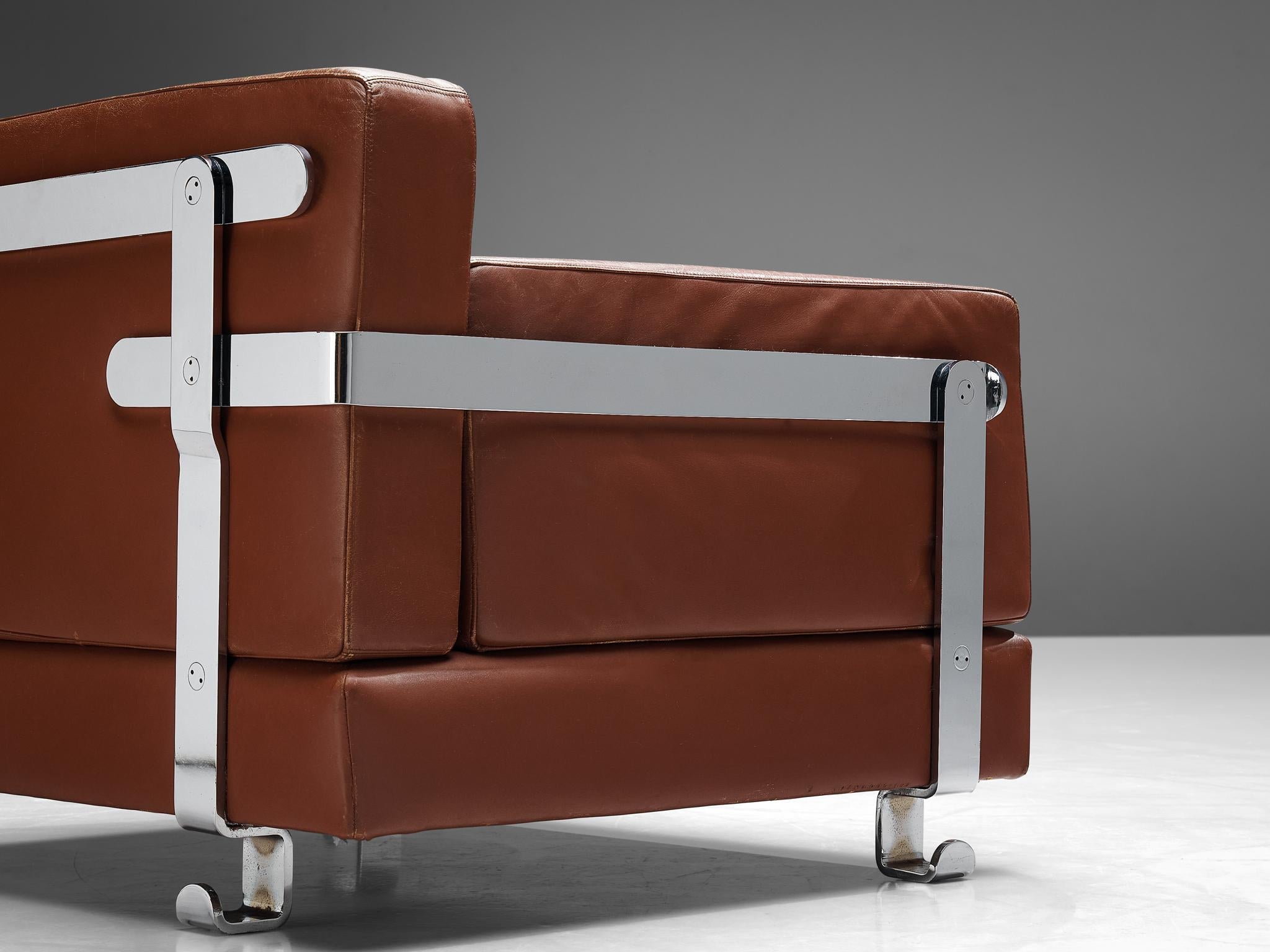 Luigi C. Dominioni for Azucena Lounge Chair in Leather and Chromed Metal