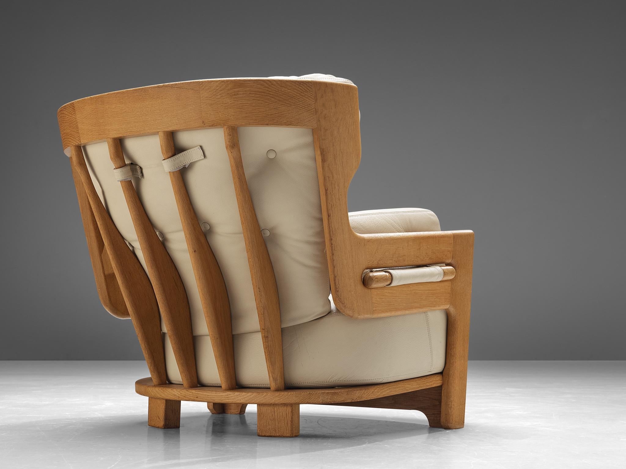 Guillerme & Chambron 'Denis' Lounge Chair in Solid Oak and Leather