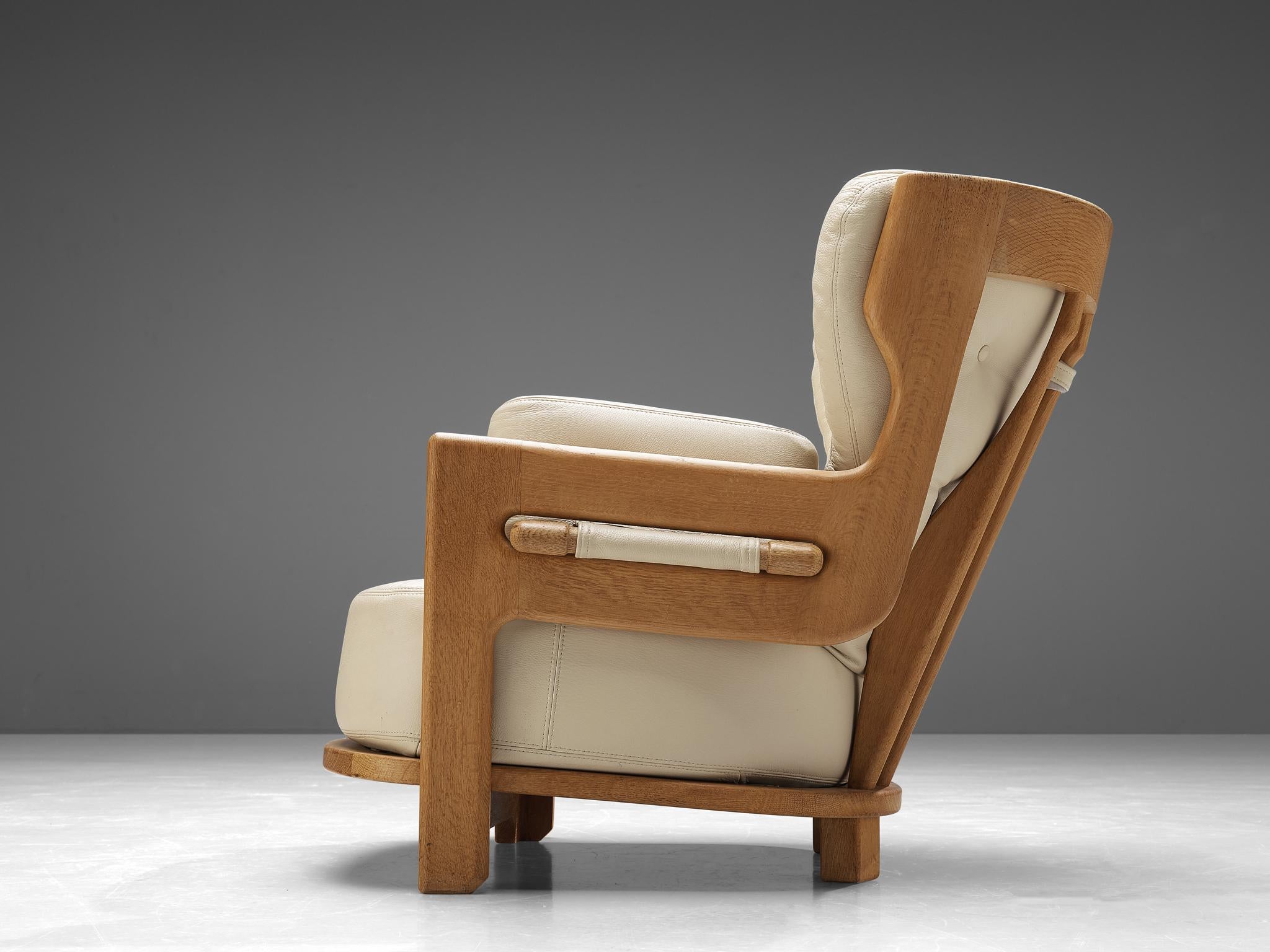 Guillerme & Chambron 'Denis' Lounge Chair in Solid Oak and Leather