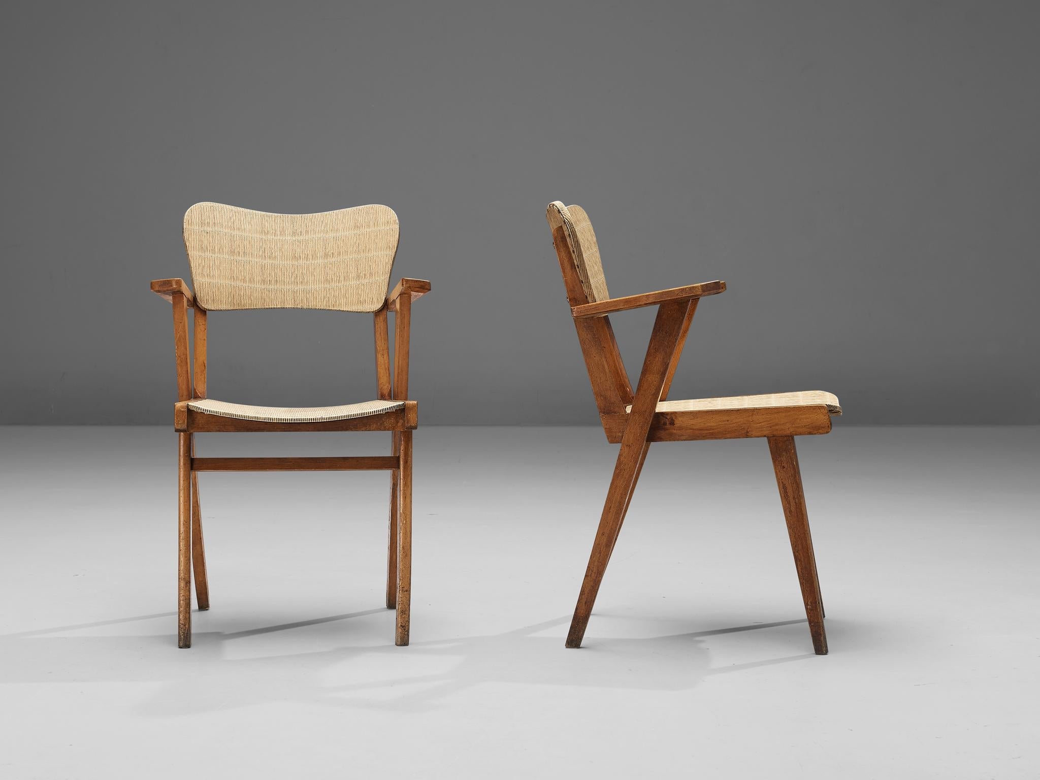 French Dining Chairs in Reed Vinyl and Wood