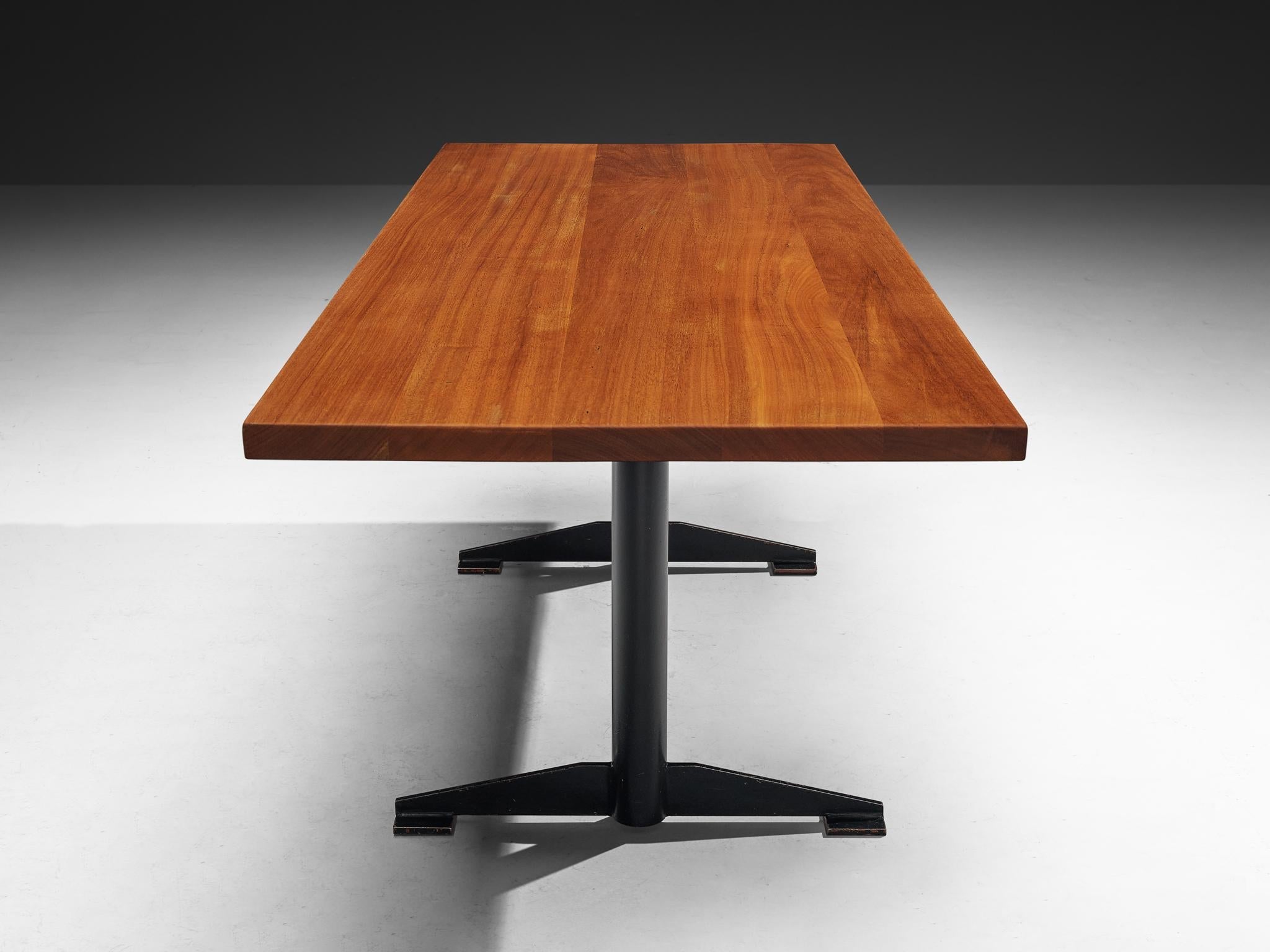 Wim Den Boon Dining Table in Mahogany and Black Lacquered Steel