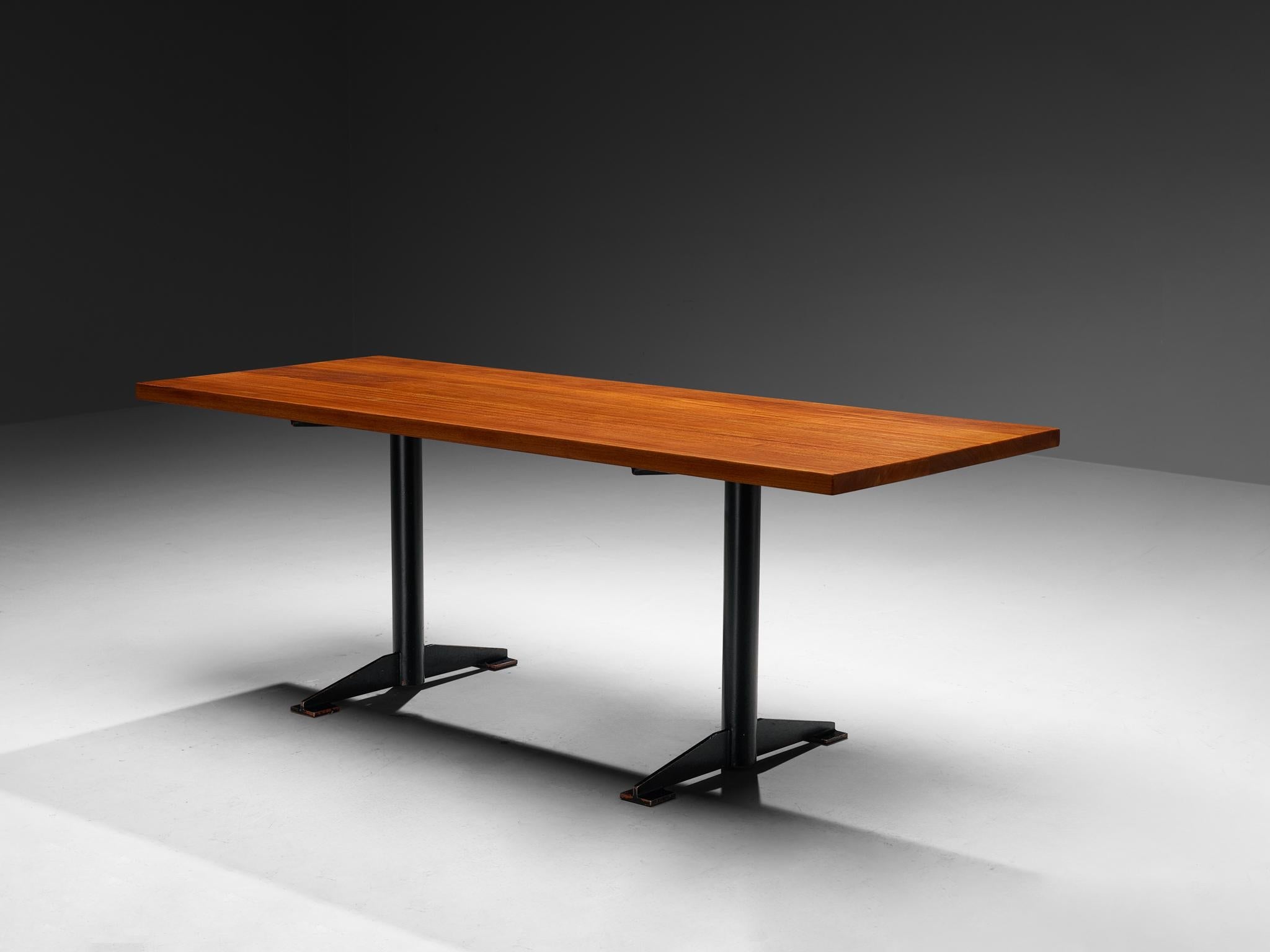 Wim Den Boon Dining Table in Mahogany and Black Lacquered Steel