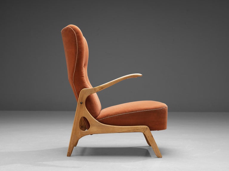 Italian Sculptural Lounge Chair in Cherry