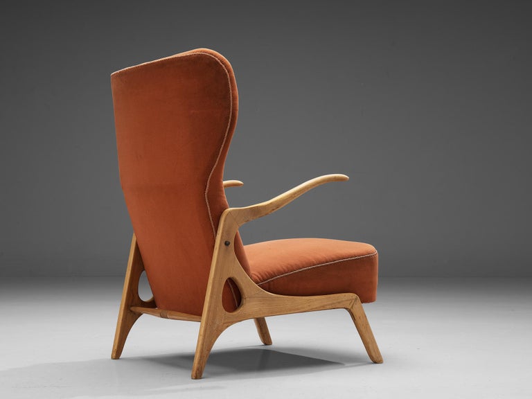 Italian Sculptural Lounge Chair in Cherry