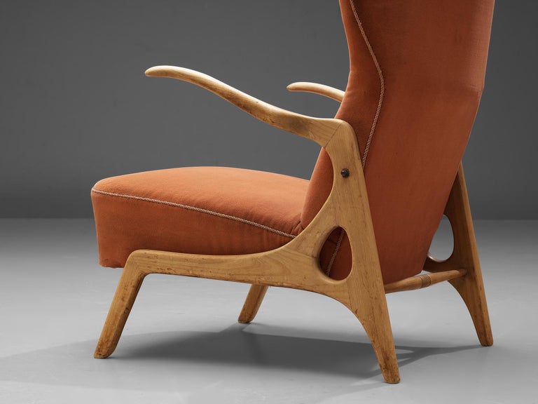 Italian Sculptural Lounge Chair in Cherry