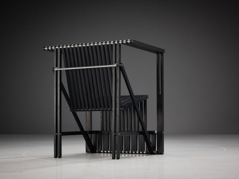 Norbert Wangen Folding Armchair 'Attila' in Black Lacquered Ash