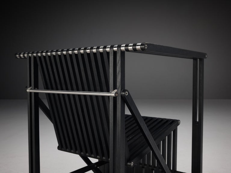 Norbert Wangen Folding Armchair 'Attila' in Black Lacquered Ash