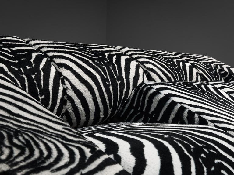 Mario Botta for Alias Pair of 'Obliqua' Sofas in Zebra Print Upholstery