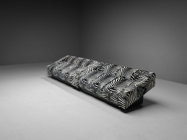 Mario Botta for Alias Pair of 'Obliqua' Sofas in Zebra Print Upholstery