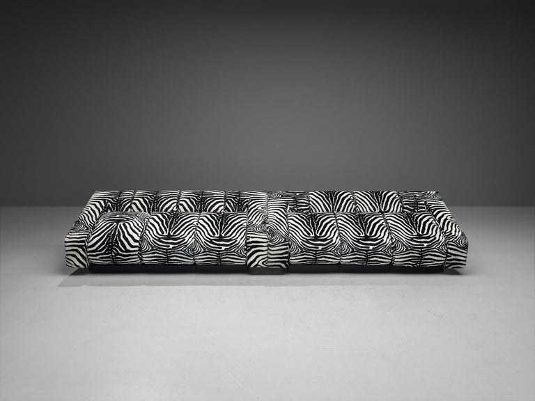 Mario Botta for Alias Pair of 'Obliqua' Sofas in Zebra Print Upholstery