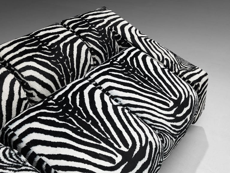 Mario Botta for Alias Pair of 'Obliqua' Sofas in Zebra Print Upholstery