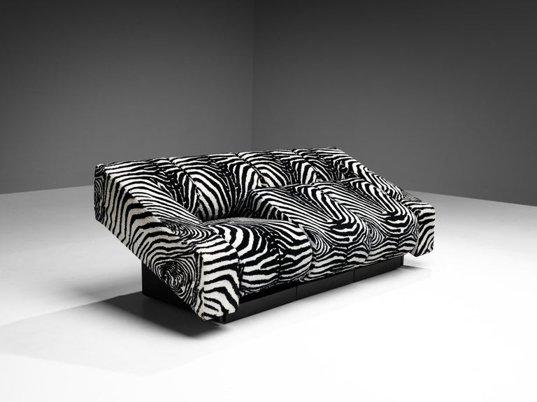 Mario Botta for Alias 'Obliqua' Sofa in Zebra Print Upholstery