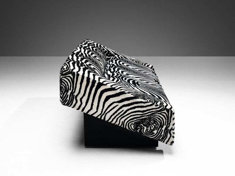 Mario Botta for Alias 'Obliqua' Sofa in Zebra Print Upholstery