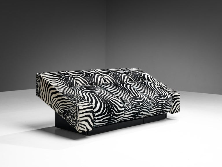 Mario Botta for Alias 'Obliqua' Sofa in Zebra Print Upholstery