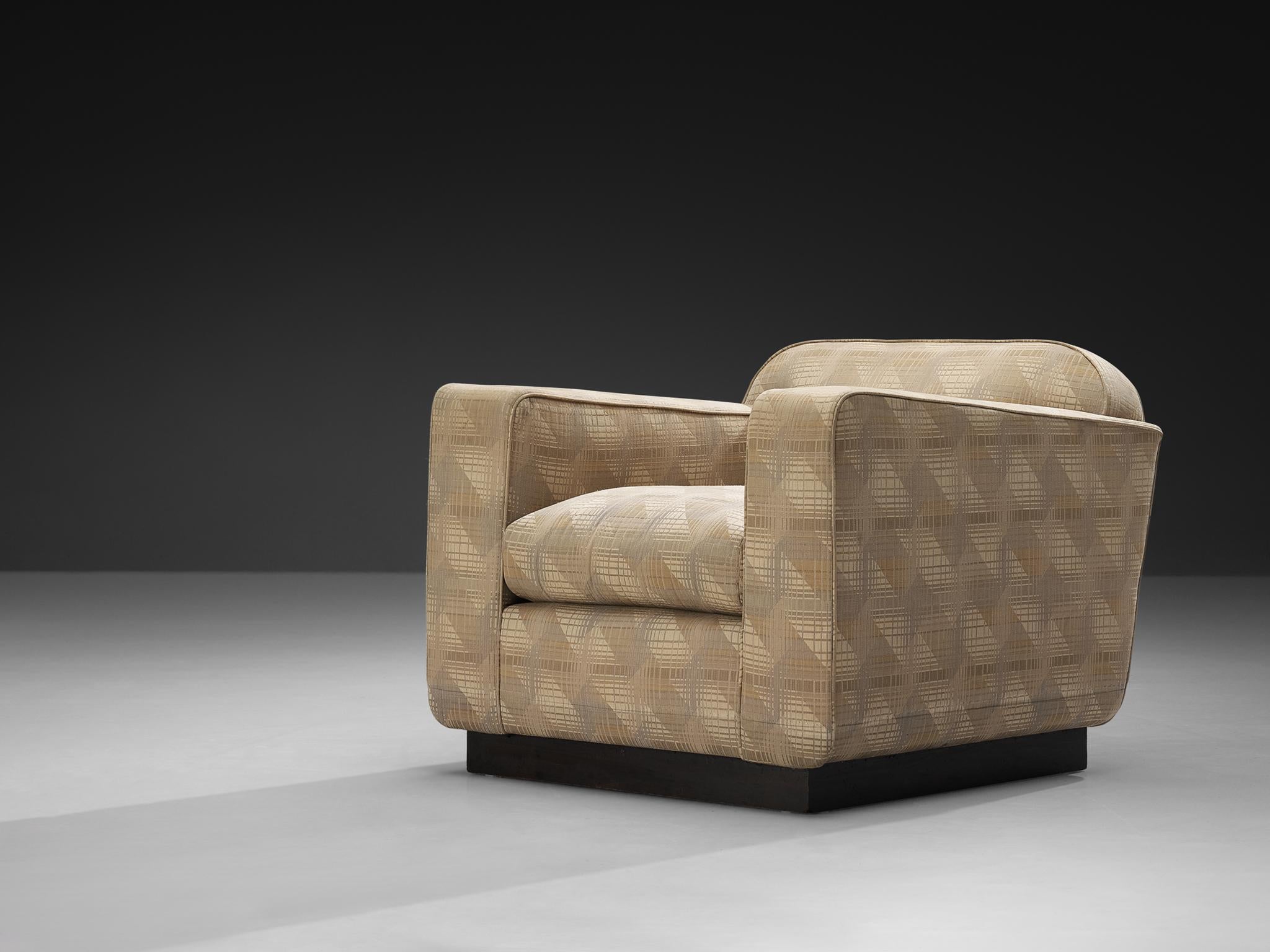 Italian Art Deco Armchair in Beige Upholstery