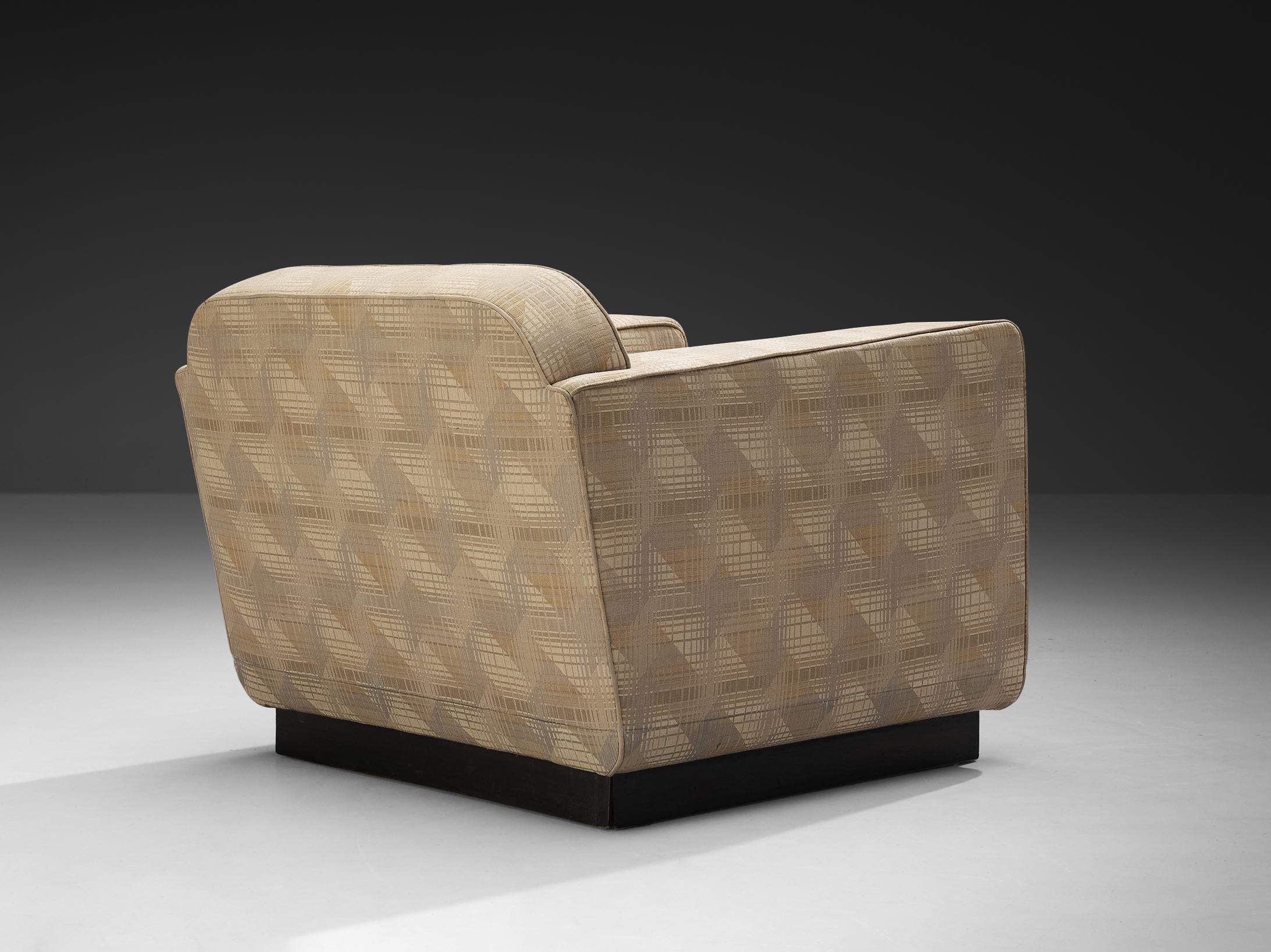 Italian Art Deco Armchair in Beige Upholstery