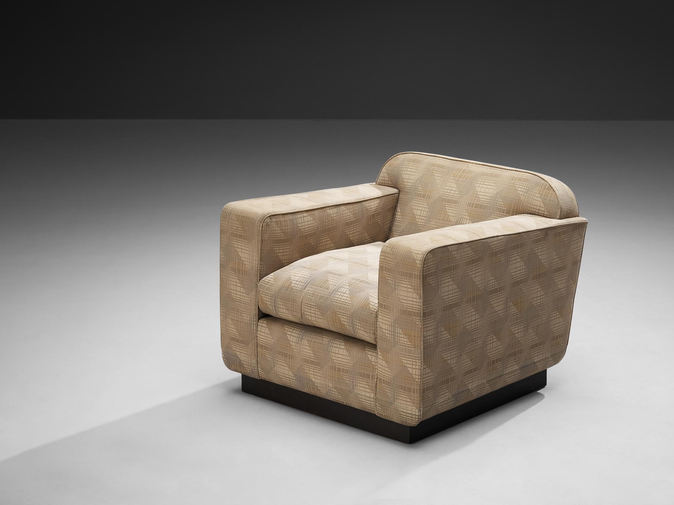 Italian Art Deco Armchair in Beige Upholstery