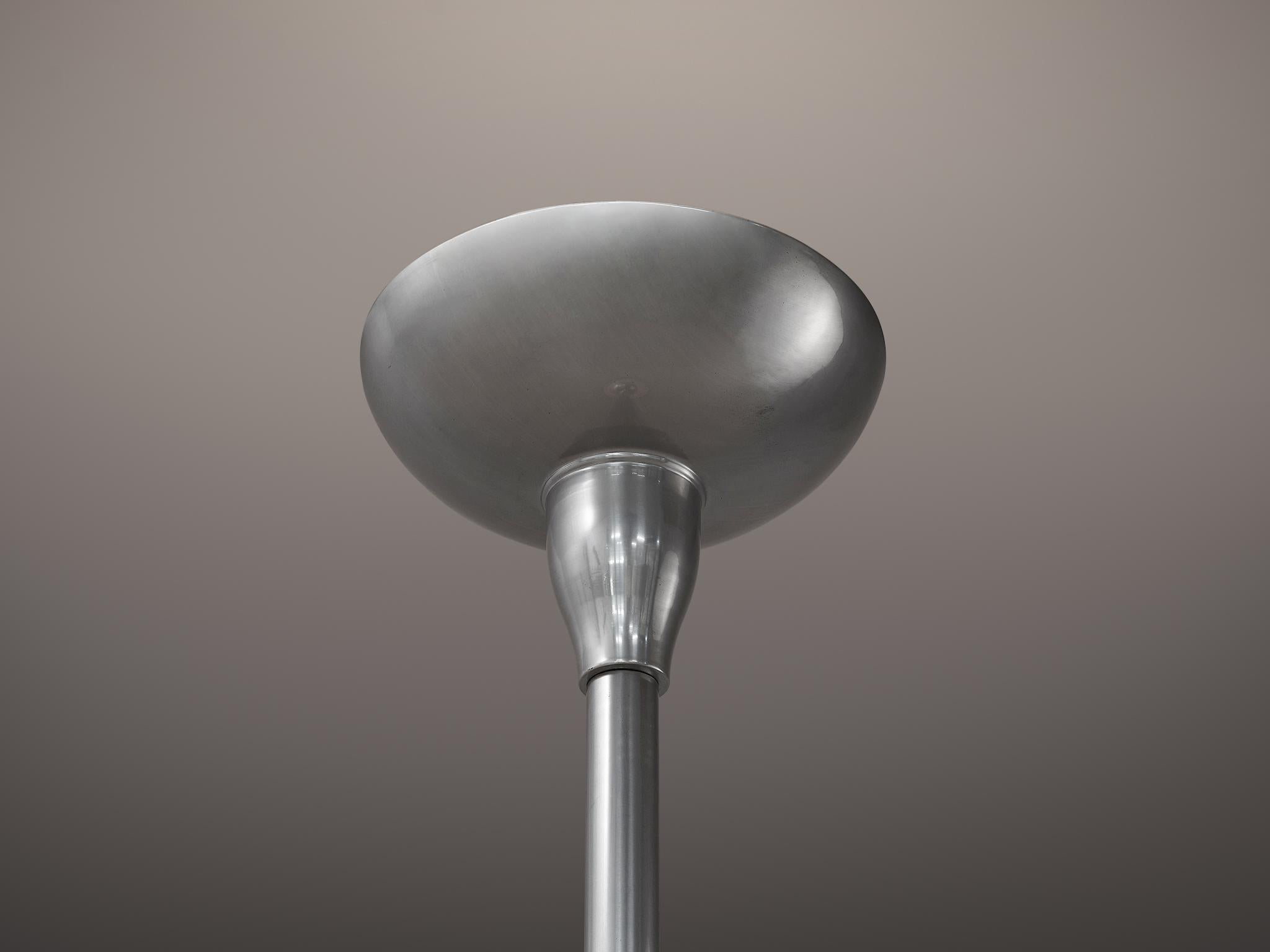 1930s French Art Deco Floor Lamp in Silver Aluminum