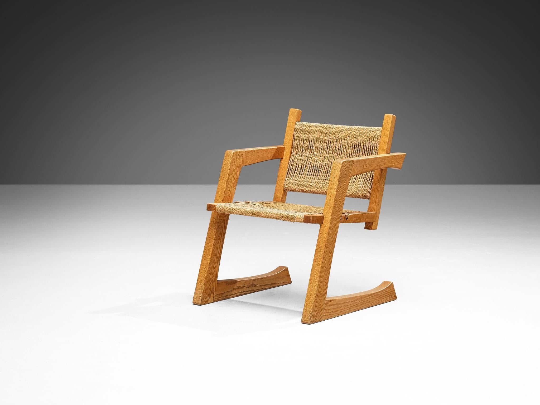 Gino Russo Armchair in Oak and Woven Sea Grass