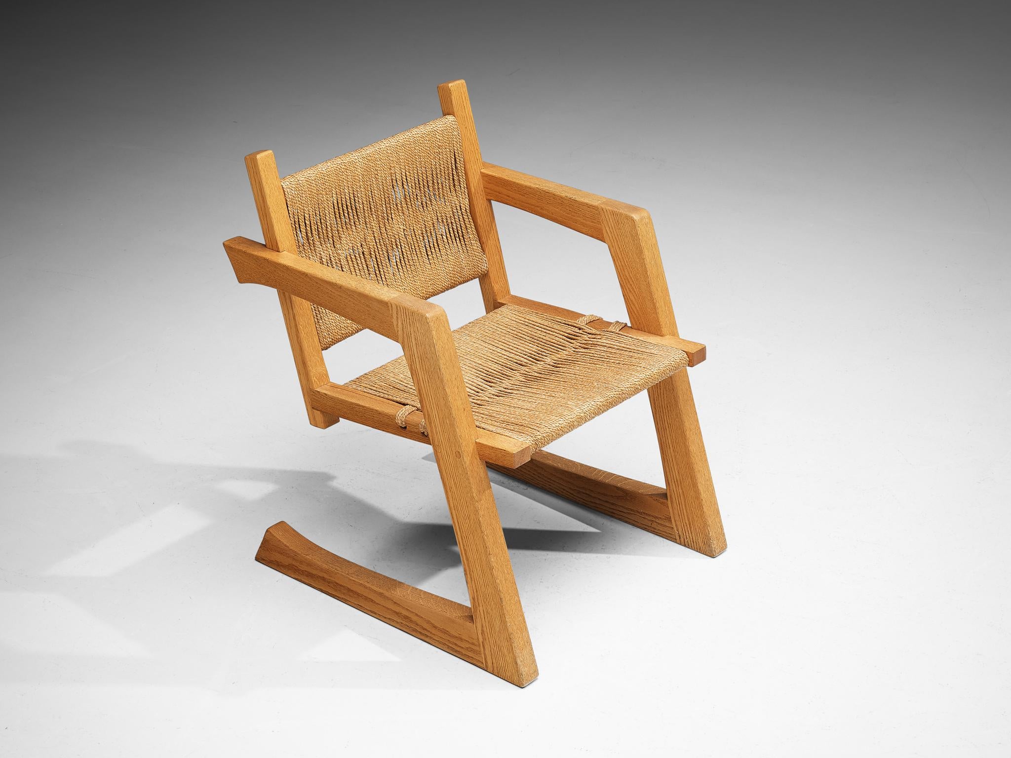 Gino Russo Armchair in Oak and Woven Sea Grass