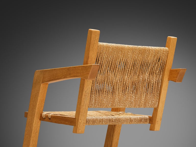 Gino Russo Armchair in Oak and Woven Sea Grass