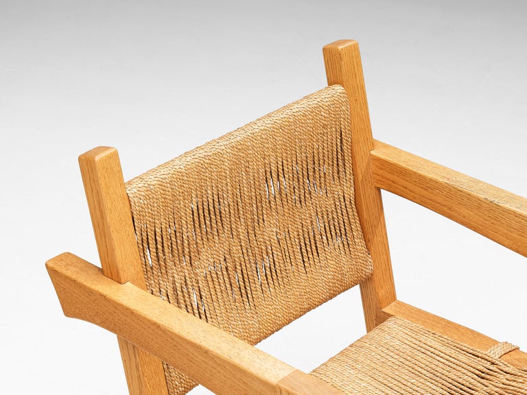 Gino Russo Set of Four Armchairs in Oak and Woven Sea Grass