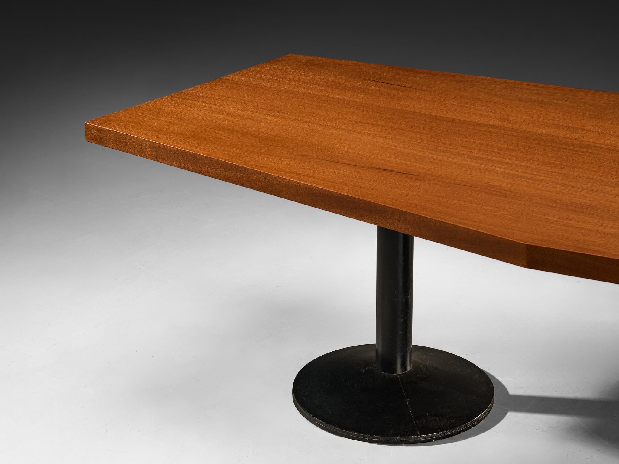 Wim den Boon Dining Table in Solid Mahogany and Metal