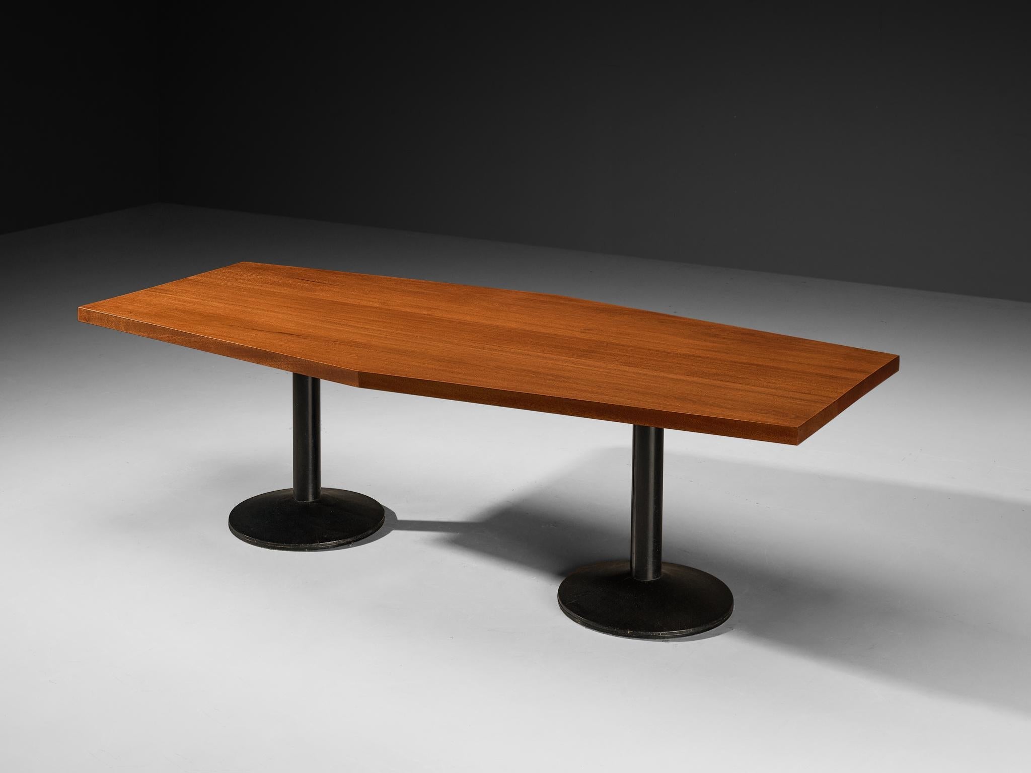 Wim den Boon Dining Table in Solid Mahogany and Metal