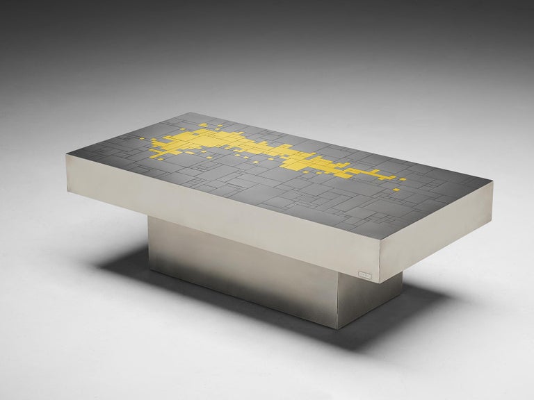 Jean Claude Dresse Coffee Table in Steel and Brass