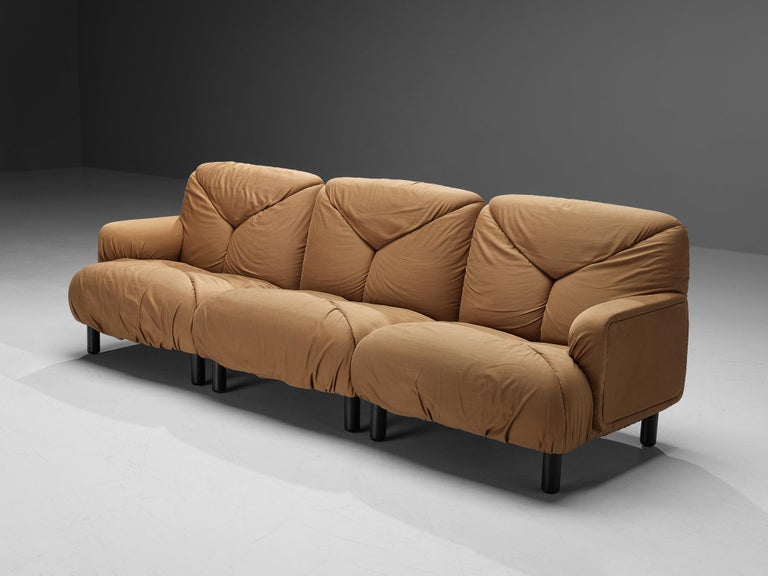 Vico Magistretti for De Padova 'Davis' Sofa in Camel Beige Upholstery