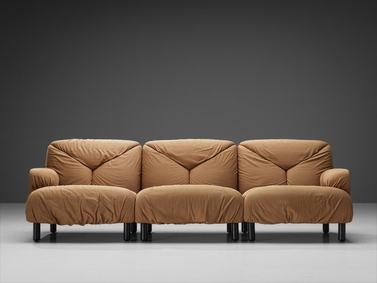 Vico Magistretti for De Padova 'Davis' Sofa in Camel Beige Upholstery