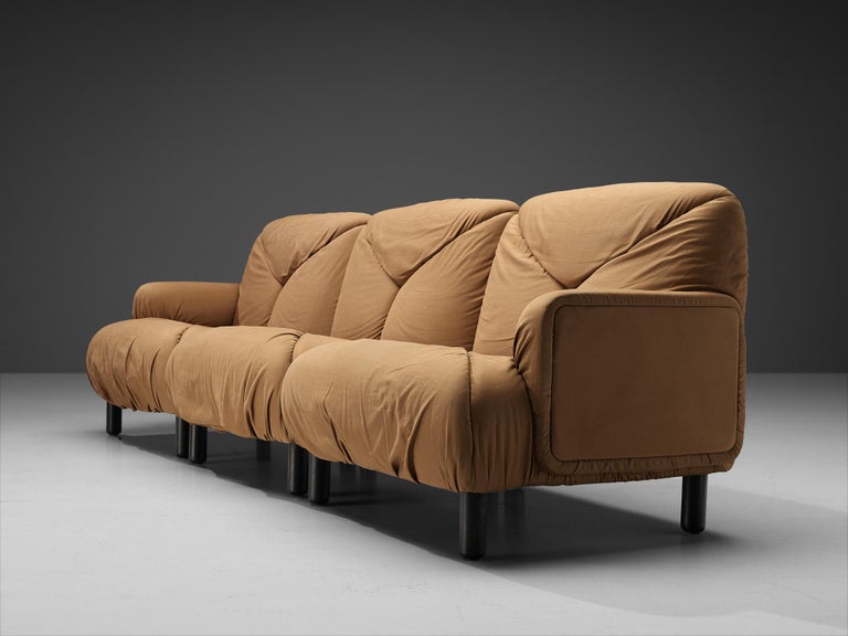 Vico Magistretti for De Padova 'Davis' Sofa in Camel Beige Upholstery