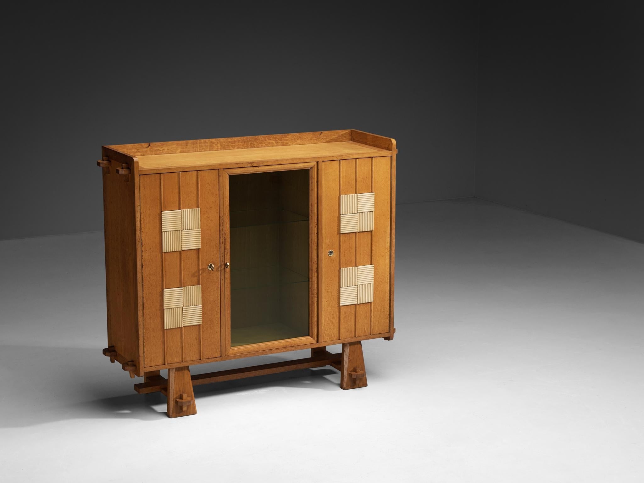 Belgian Cabinet in Solid Oak and Glass