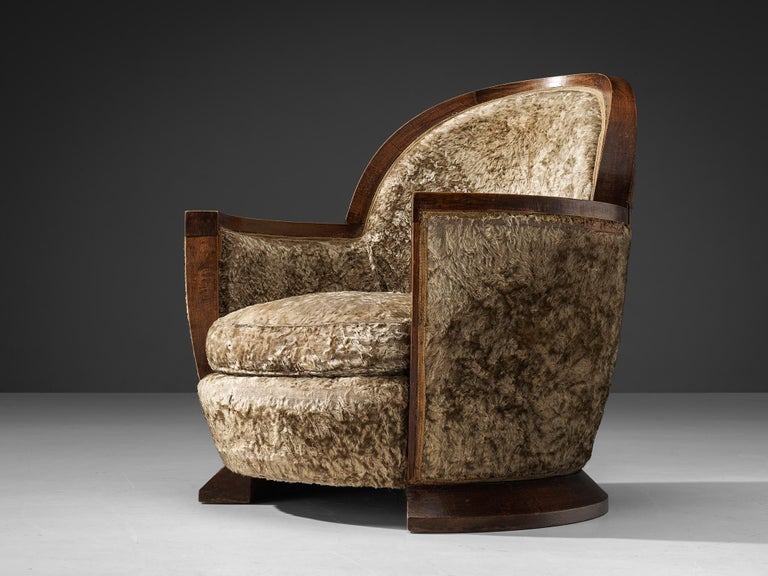 Gabriel Englinger Pair of Art Deco Lounge Chairs in Velvet Upholstery